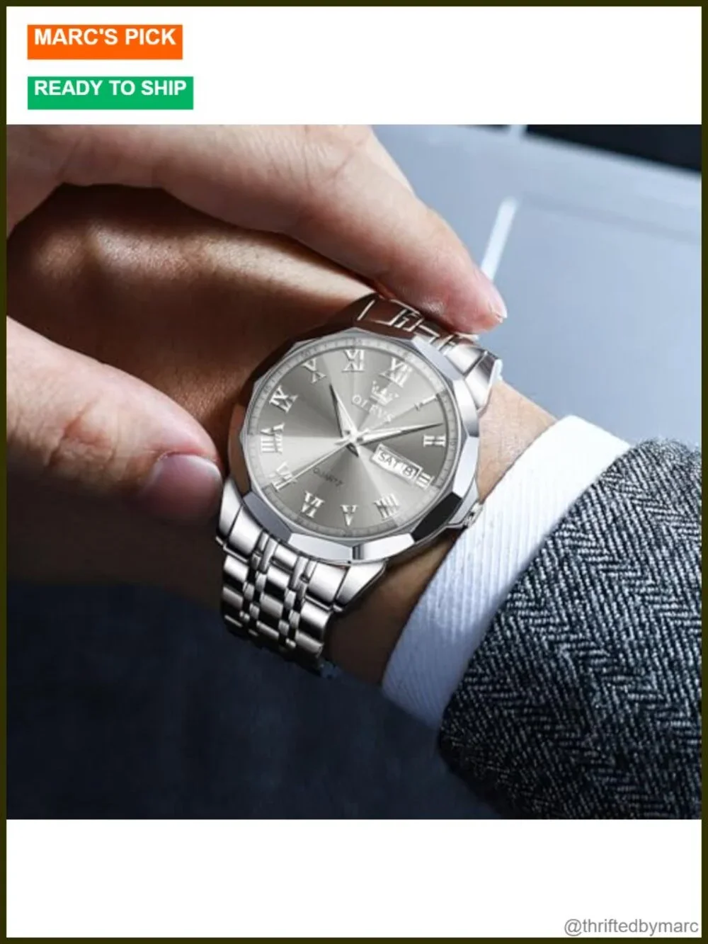 Luxury Mens Watch Stainless Steel Date Waterproof Dress Casual